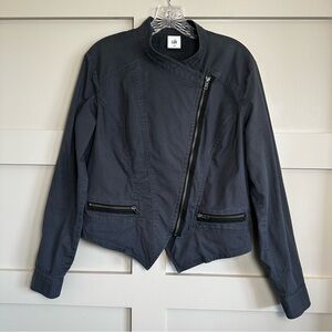 CAbi Twilight Moto Asymmetrical Zip Charcoal Gray Jacket Size Med Coat Women's